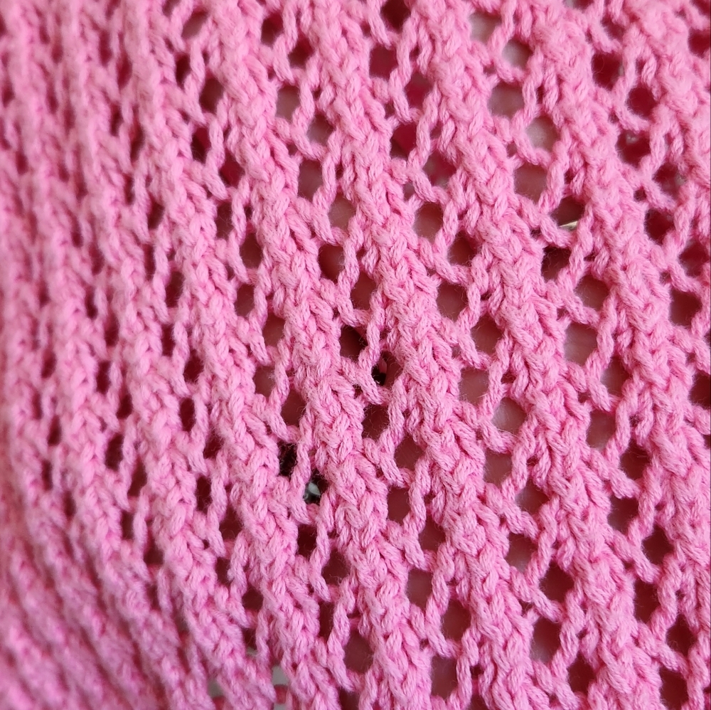 Talbots Open Knit Raglan Long Sleeve Pink Sweater Size Petite Medium - Picture 5 of 12